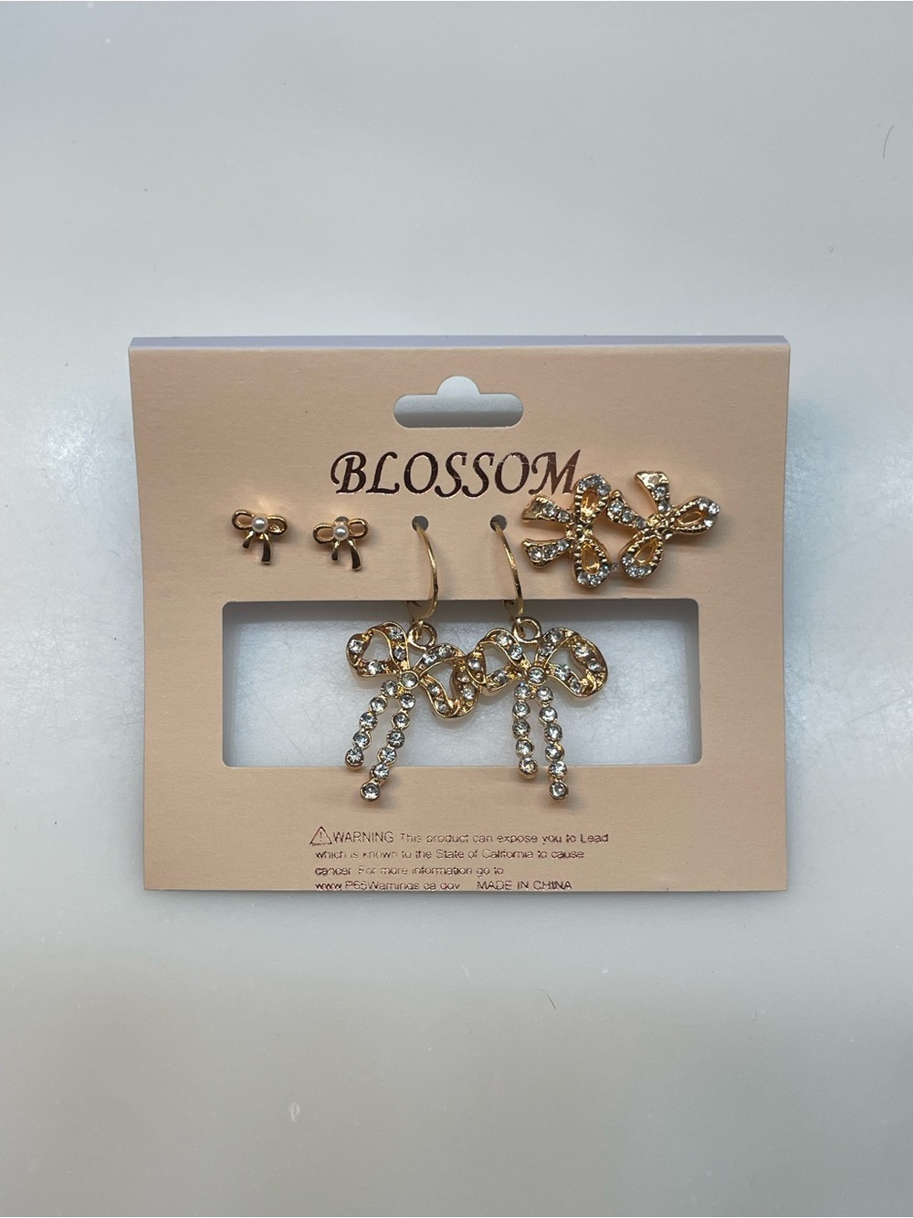 Blossom Gold Crystal Bow Earring Set